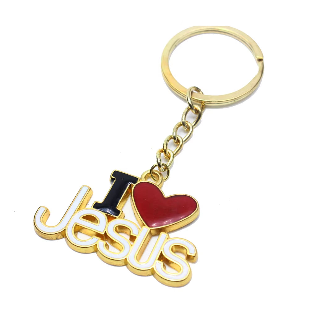 1Pc Creative I Love Jesus Letter Pendant Car Key Ring Christian Keychain Hanging Ornaments Accessories