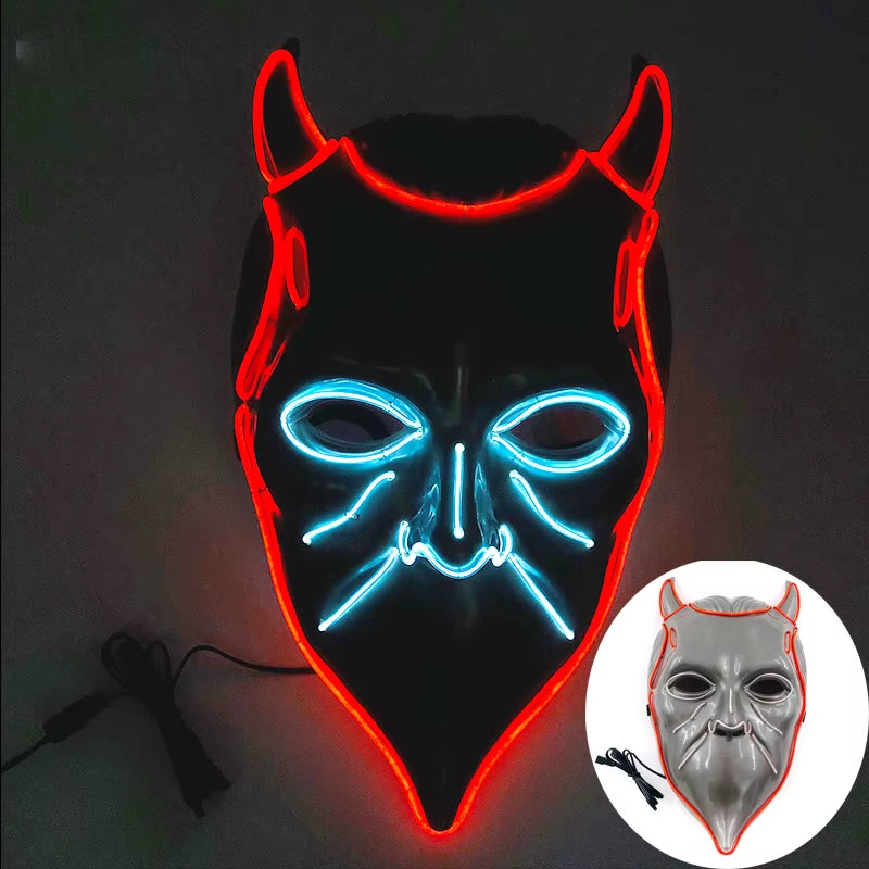 LED Demon Slayer Mask Halloween Japanese Carnival Masque Birthday Party Anime Demon Slayer Luminous Demon Slayer Sabito Mask