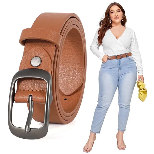 Women Leather Belts for Jeans Pants Fashion Dress Brown Belt for Ladies