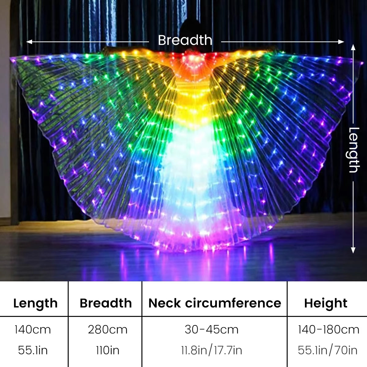 Belly Dance Isis Wings Led Isis Wings Belly Dance Accessory Wings Costume Butterfly Wings for Adult Kids Carnival Stage Party