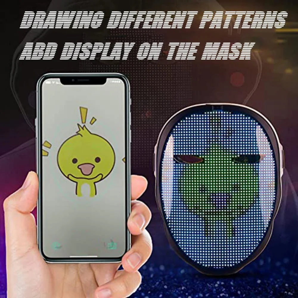 Face Transforming LED Mask, Electronic Changing Facial Cover with Bluetooth App