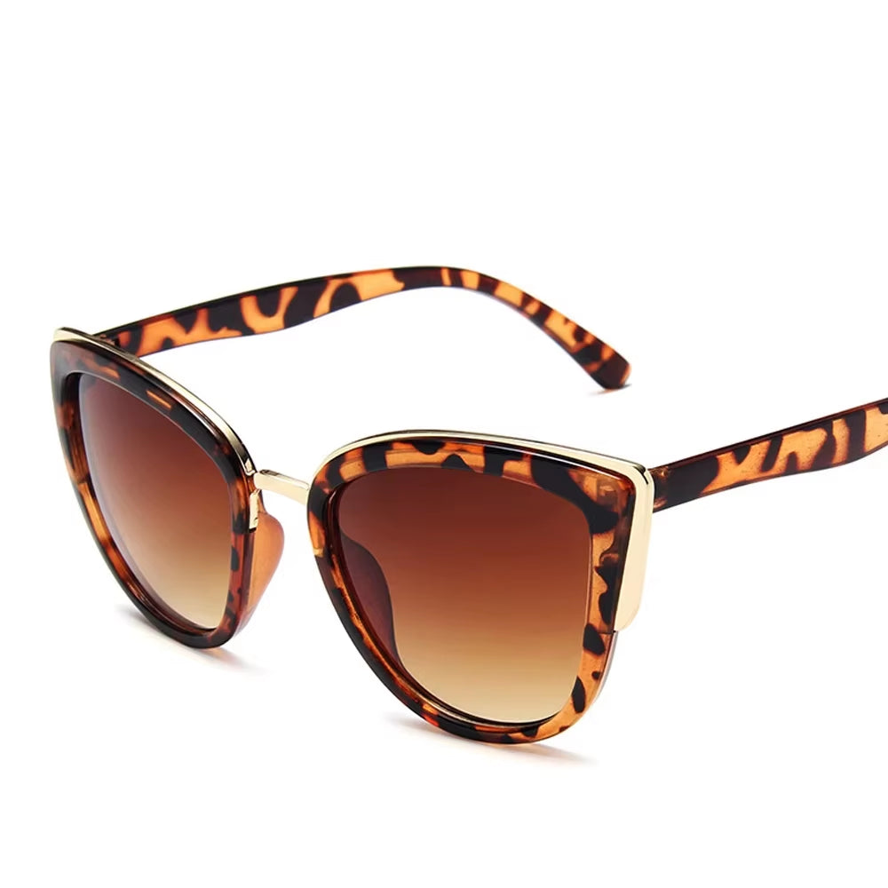 Female Retro Cat Eye Sunglasses Ultraviolet-Proof Leopard Print Sun Glasses Women Vintage Gradient Glasses Plastic Frame Eyewear