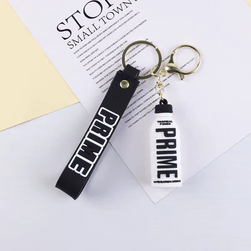 Cartoon Prime Keychain for Women Soft Rubber Beverage Car Key Chains Bag Charms Couple Keyring Children Gift