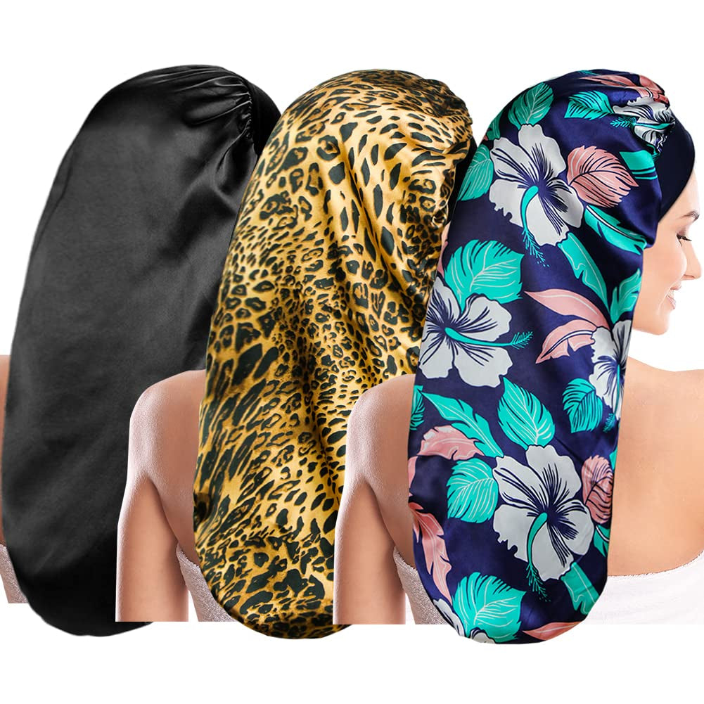 3X Gorro Largo De Satén Para Dormir Gorros De Seda Extragrandes Para Mujer