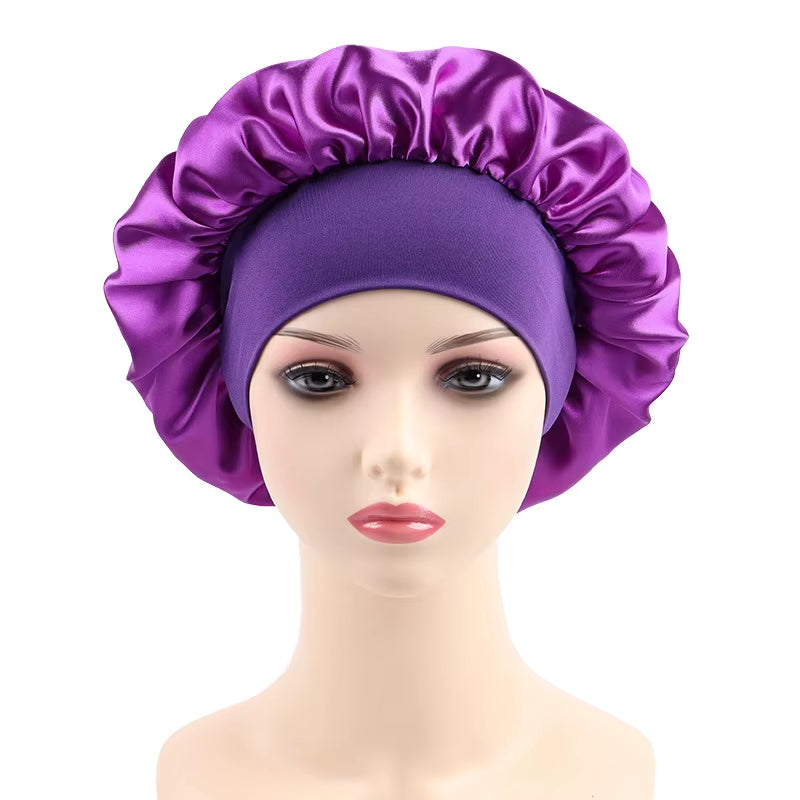 Women Bonnet Satin Sleeping Hat Hair Night Sleep Cap Head Cover Bonnets Shower Caps for Bath and Sauna Bathing Bonnet De Nuit