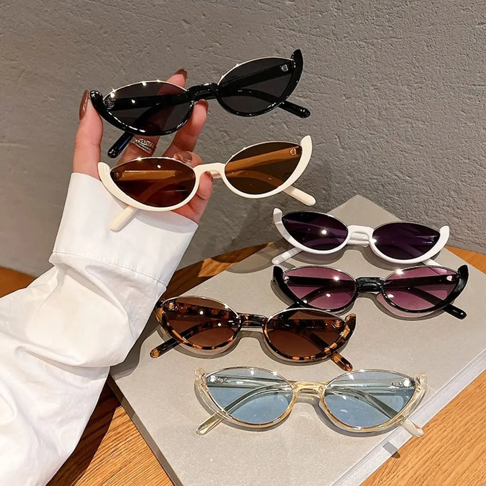 2024 New Retro Small Half Frame Sunglasses Women Cat Eye Trendy Vintage Modern Eyewear Fashion Luxury Cycling Sun Glasses