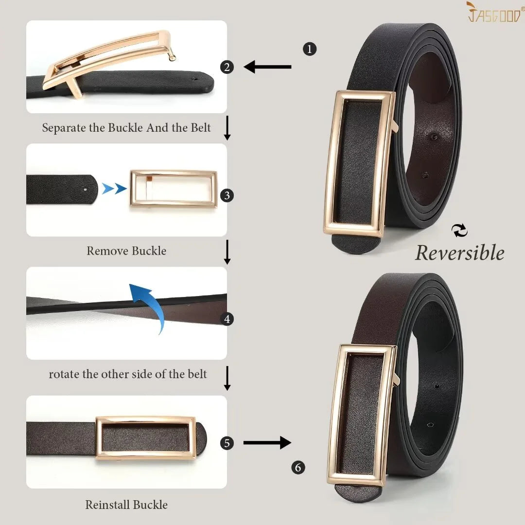 Women Reversible Belts for Jeans Leather Belt for Women Pants Dresses