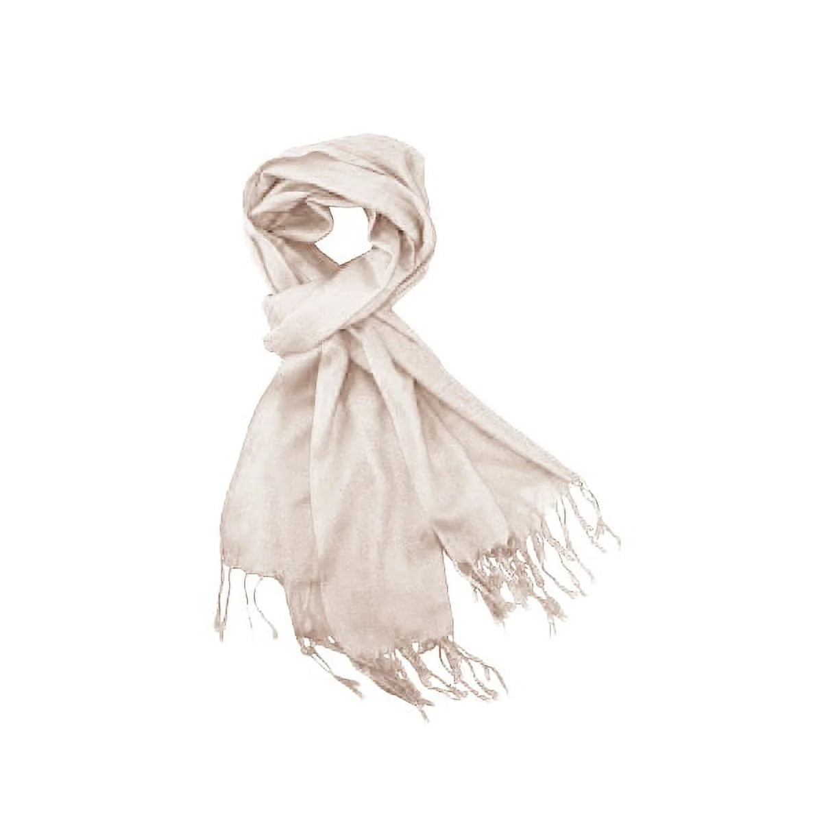 Cream Solid Scarfs for Women Fashion Warm Neck Womens Winter Scarves Pashmina Silk Scarf Wrap with Fringes for Ladies by