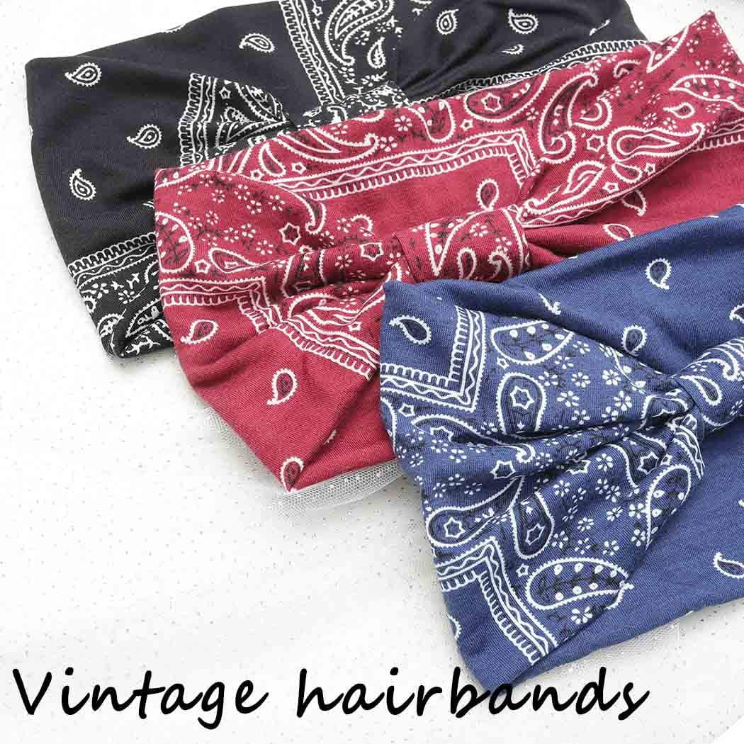 Boho Bandeau Headbands Wide Knot Hair Scarf Hair Band Elastic Turban Thick Head Wrap Stretch Fabric Head Bands Thick Fashion Hair Accessories for Women 3 Pcs (Elegant)