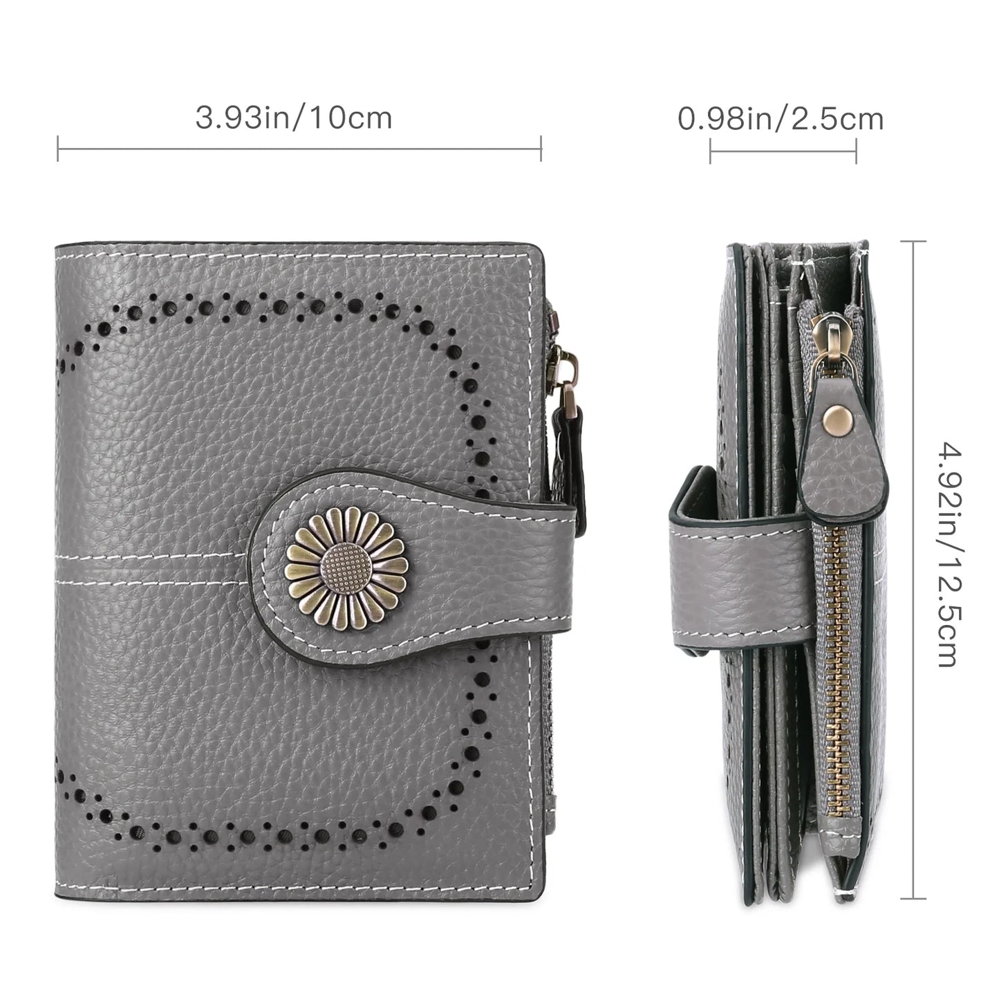 Small Women Wallet Genuine Leather Bifold Purse RFID Blocking Card Holder