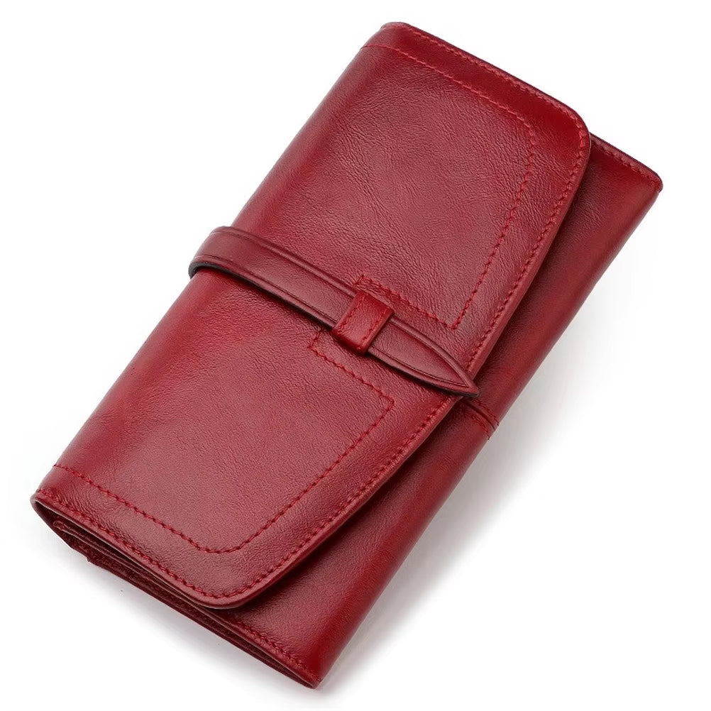 New Leather Wallet Women RFID Long Zipper Retro Women Wallet Large Capacity Fashion Female Bag