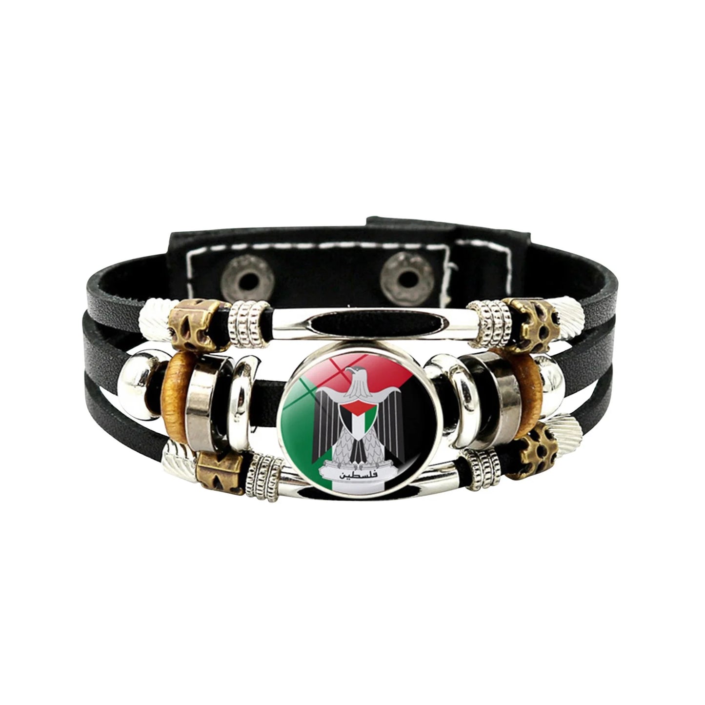 PATLOLAV Palestine Flag Bracelets,Fashional Punk Vintage Leather Bracelet ,Costume Matching Accessories and Gift for Man Women