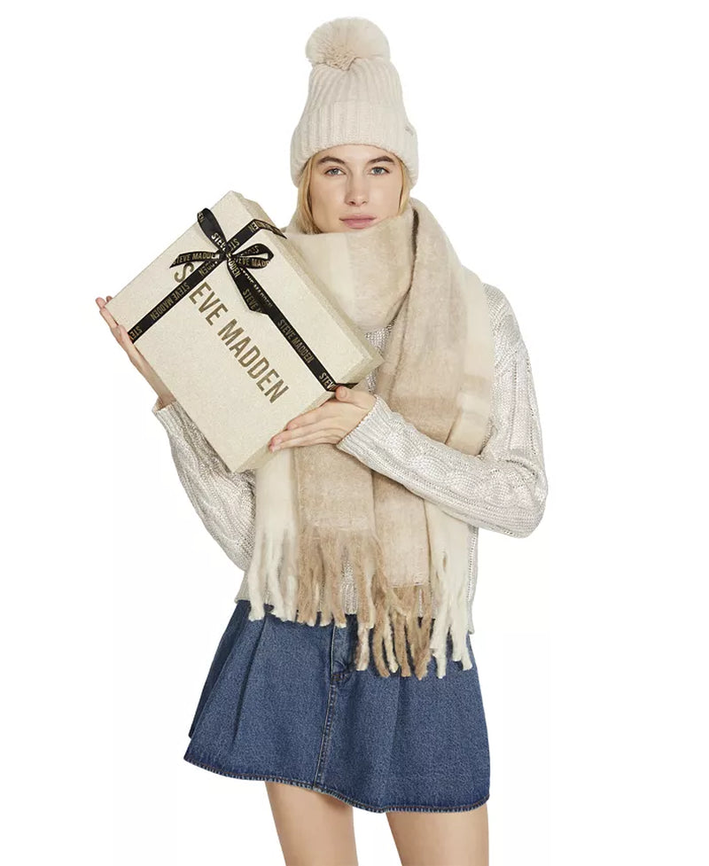 Women'S 2-Pc. Pom Beanie & Scarf Boxed Gift Set