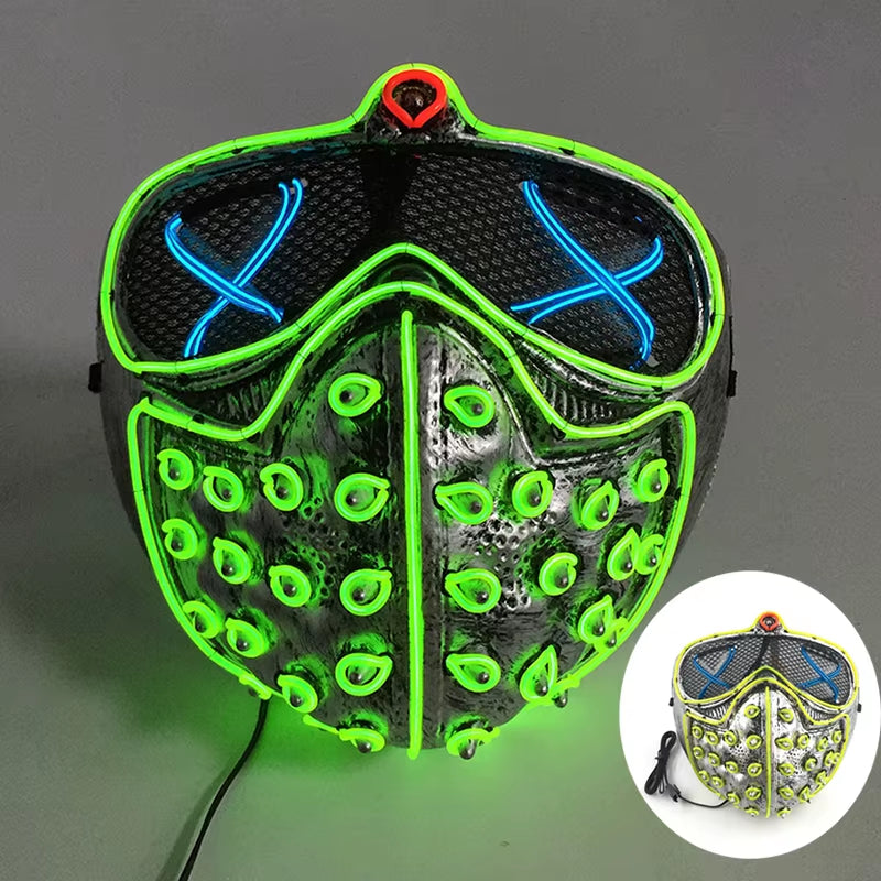 LED Demon Slayer Mask Halloween Japanese Carnival Masque Birthday Party Anime Demon Slayer Luminous Demon Slayer Sabito Mask