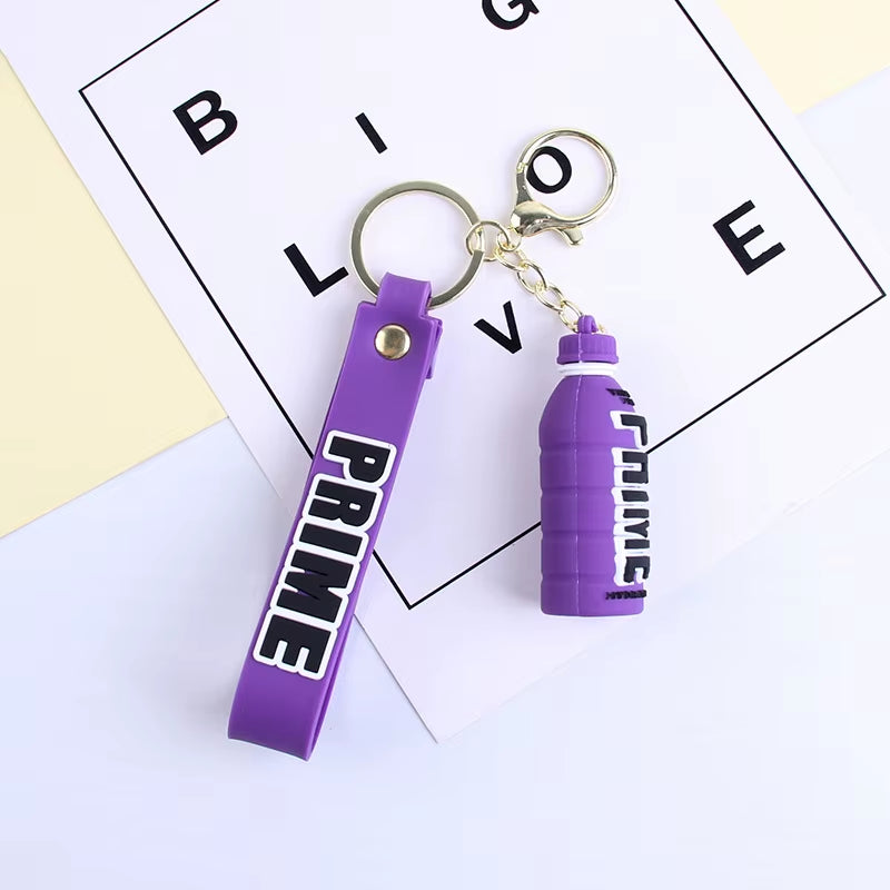 Cartoon Prime Keychain for Women Soft Rubber Beverage Car Key Chains Bag Charms Couple Keyring Children Gift