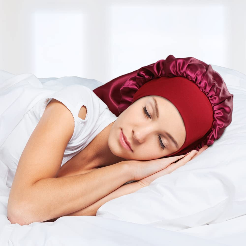 3X Gorro Largo De Satén Para Dormir Gorros De Seda Extragrandes Para Mujer