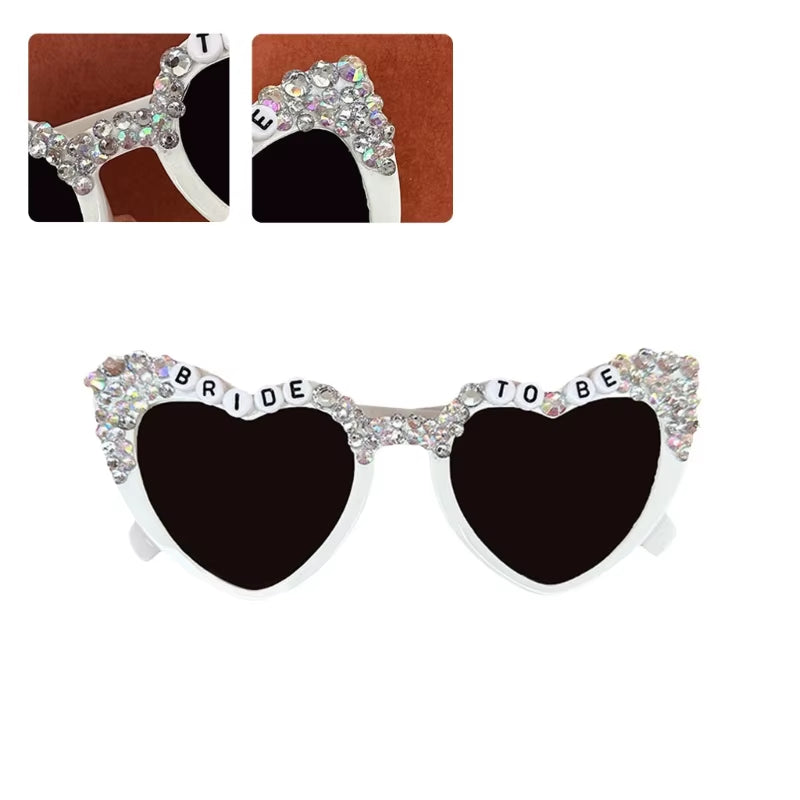 Wedding Party Bachelor Sunglasses Bride to Be Heart Shape Frame Girls Hangings Nose Glasses Rock Sunglasses Woman