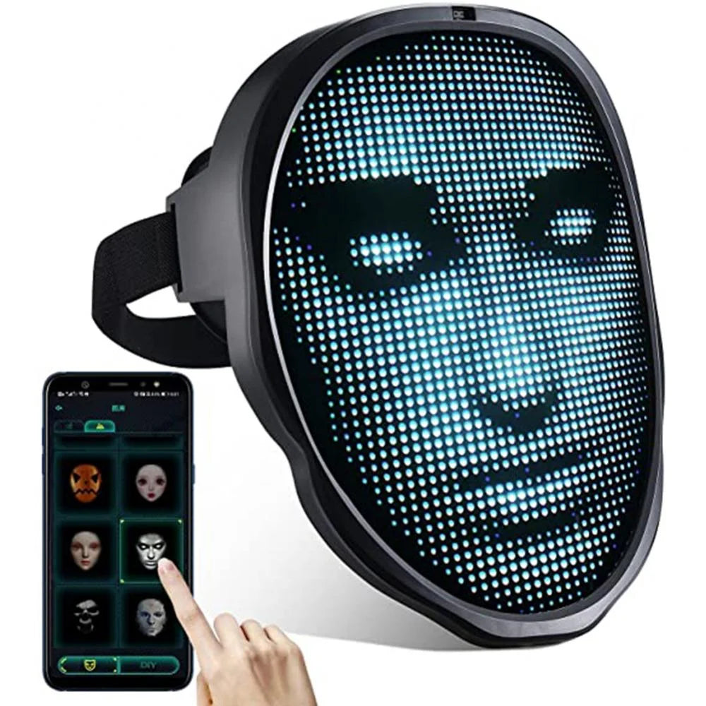 Face Transforming LED Mask, Electronic Changing Facial Cover with Bluetooth App