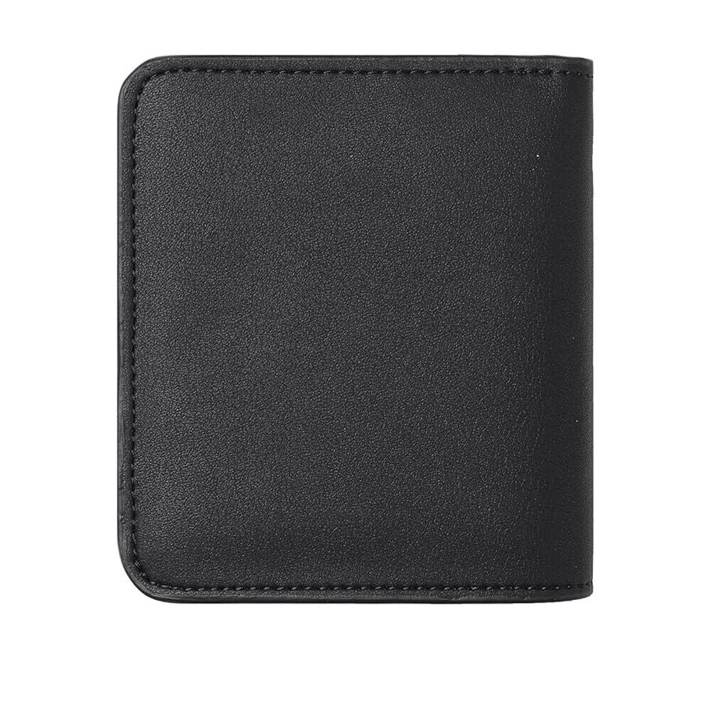 Womens Bifold Wallet Pocket Leather Slim Wallet Mini Purse Rfid Blocking Black N