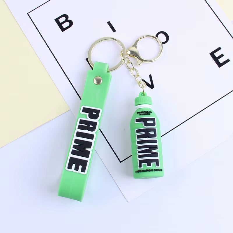 Cartoon Prime Keychain for Women Soft Rubber Beverage Car Key Chains Bag Charms Couple Keyring Children Gift