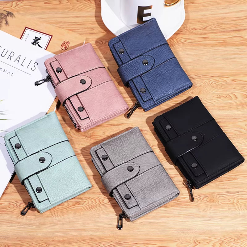 Women Wallet Simple Retro Rivets Short Wallet Coin Purse Card Holders Handbag for Girls Purse Small Wallet Ladies Bolsa Feminina