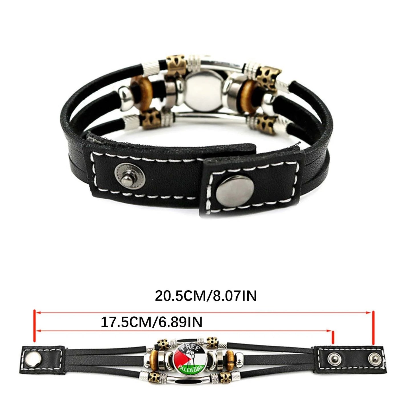 PATLOLAV Palestine Flag Bracelets,Fashional Punk Vintage Leather Bracelet ,Costume Matching Accessories and Gift for Man Women