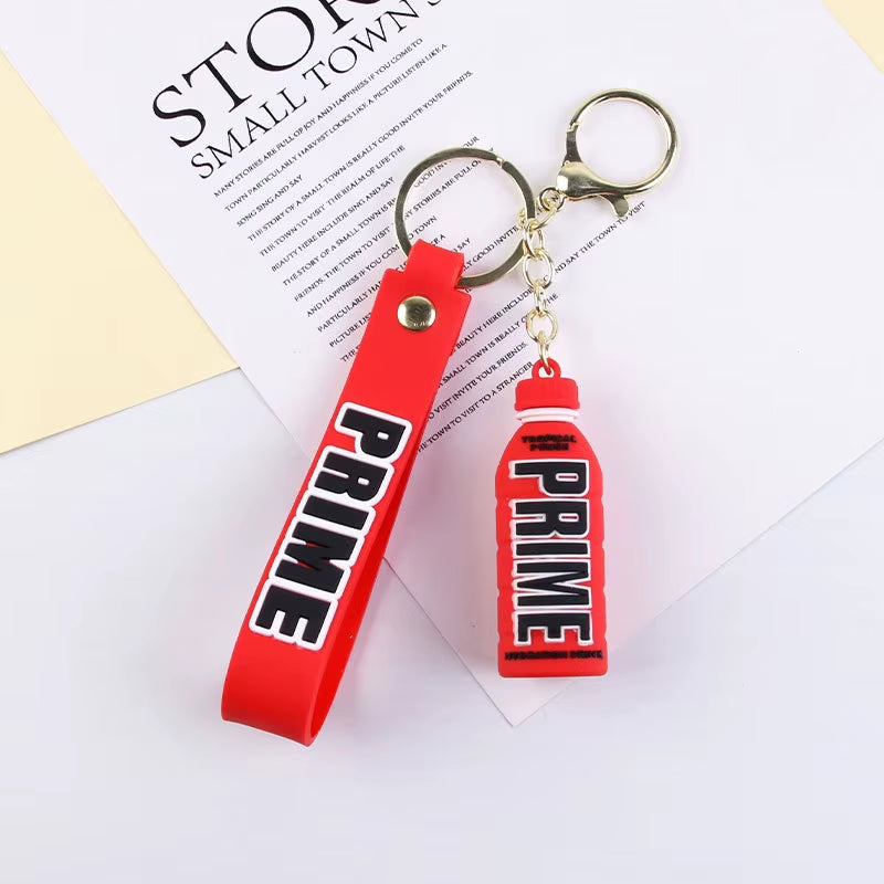 Cartoon Prime Keychain for Women Soft Rubber Beverage Car Key Chains Bag Charms Couple Keyring Children Gift