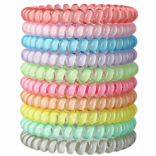 Spiral Hair Ties, 10PCS Phone Cord Hair Ties for Women,No Crease Hair Ties Coils,Bracelet Hair Ties, Hair Ties for Thick Hair for Women Girls, Multicolor