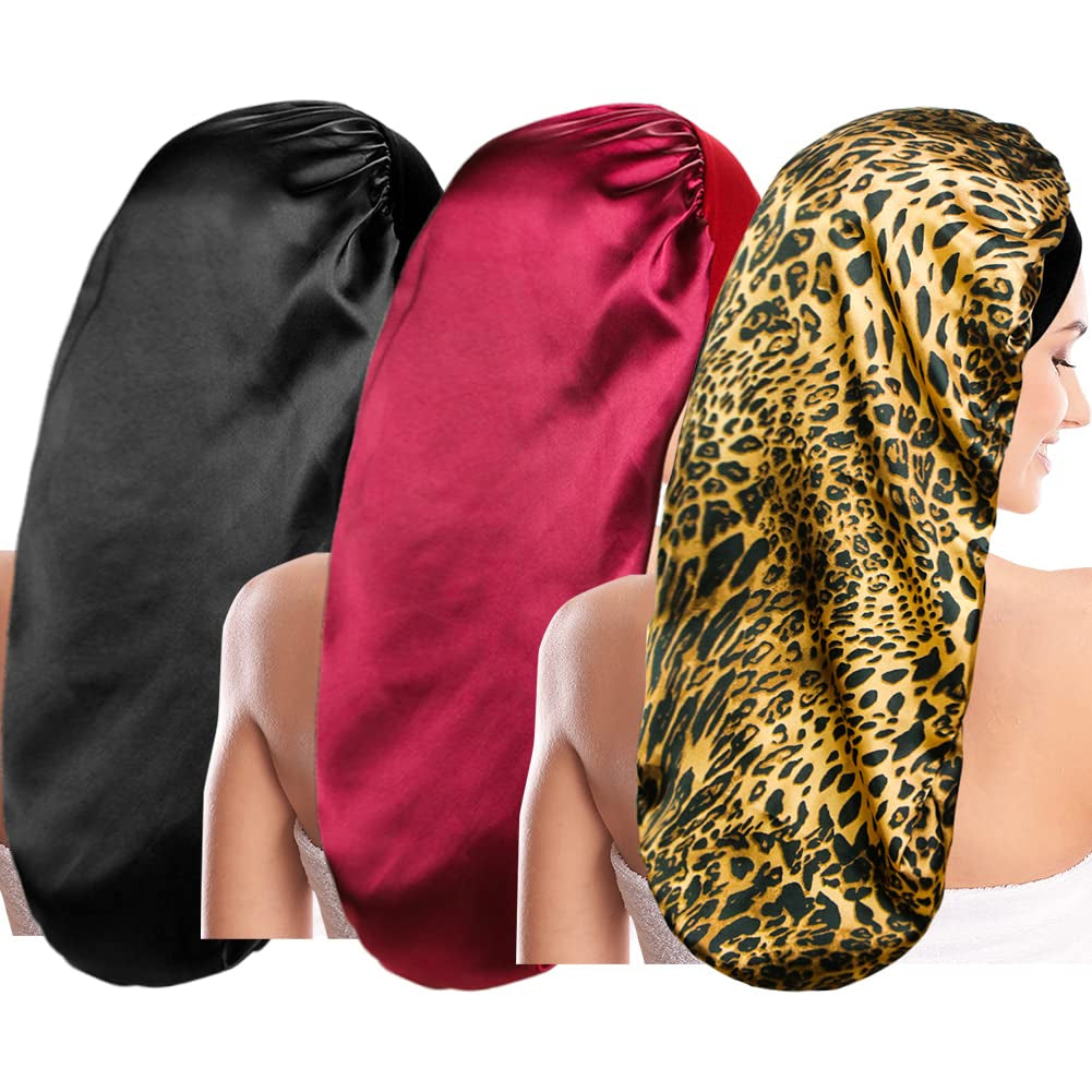 3X Gorro Largo De Satén Para Dormir Gorros De Seda Extragrandes Para Mujer