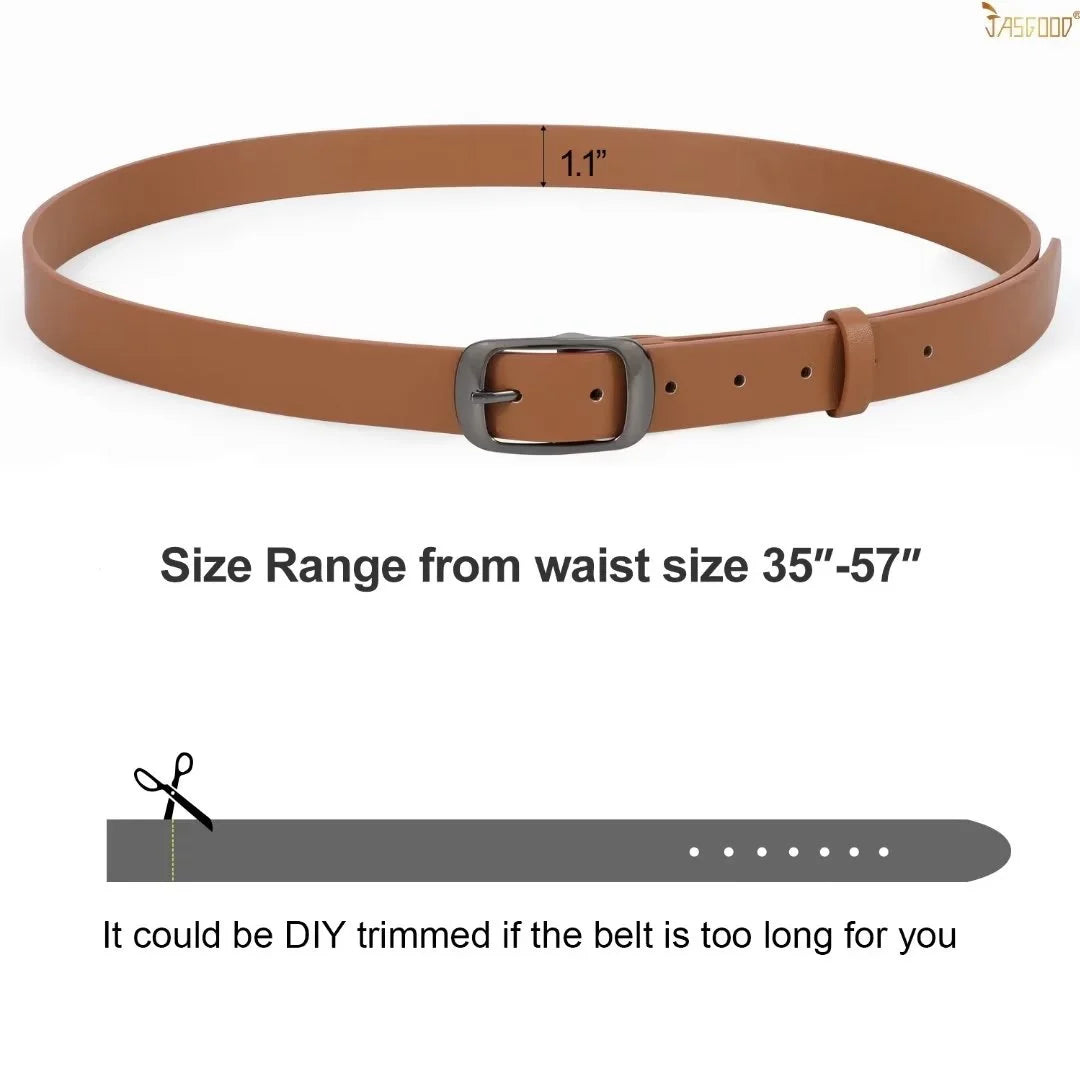 Women Leather Belts for Jeans Pants Fashion Dress Brown Belt for Ladies