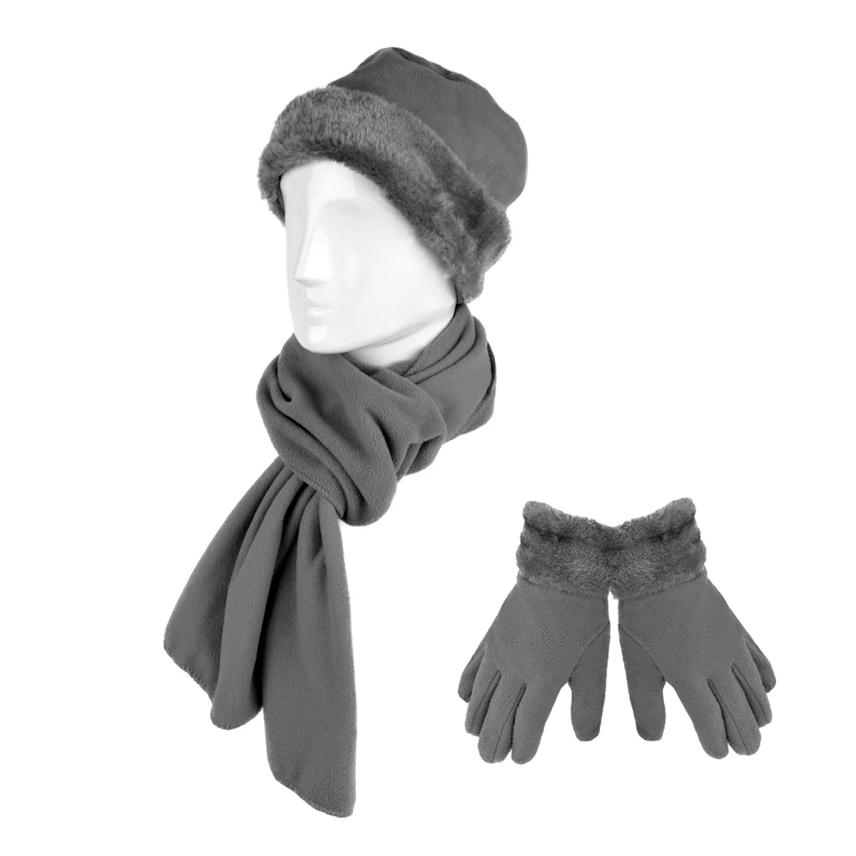 Women'S Warm Fleece Winter Set - Scarf, Hat, and Gloves Set