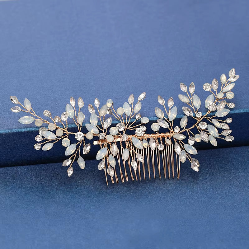 Silver Color Pearl Crystal Wedding Hair Combs Hair Accessories for Bridal Flower Headpiece Women Bride Hair Ornaments Jewelry