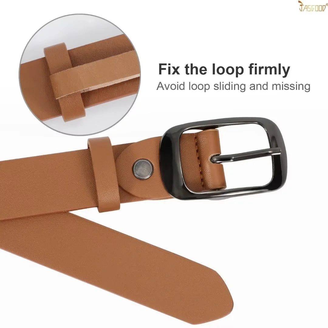 Women Leather Belts for Jeans Pants Fashion Dress Brown Belt for Ladies