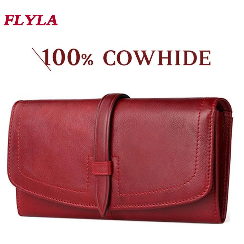 New Leather Wallet Women RFID Long Zipper Retro Women Wallet Large Capacity Fashion Female Bag