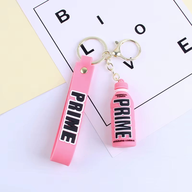 Cartoon Prime Keychain for Women Soft Rubber Beverage Car Key Chains Bag Charms Couple Keyring Children Gift