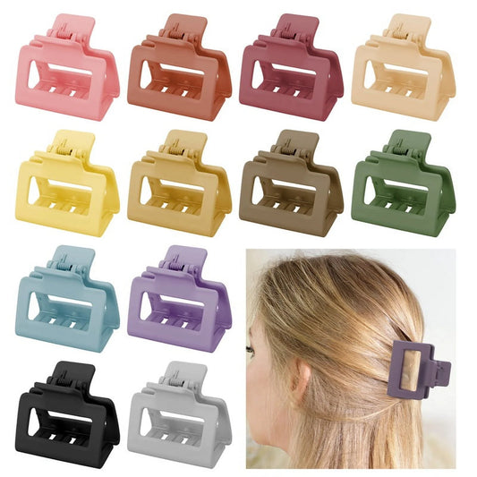 12 Pcs Small Claw Clips for Women Girls, Nonslip Rectangle Hair Clips, 2" Square Matte Small Hair Claw Clips for Women Fine/Medium/Thick Hair